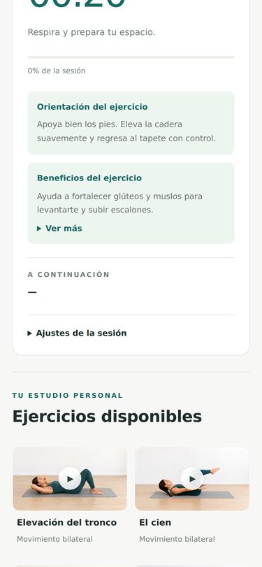 Orientaciones y beneficios — pantalla de la aplicación